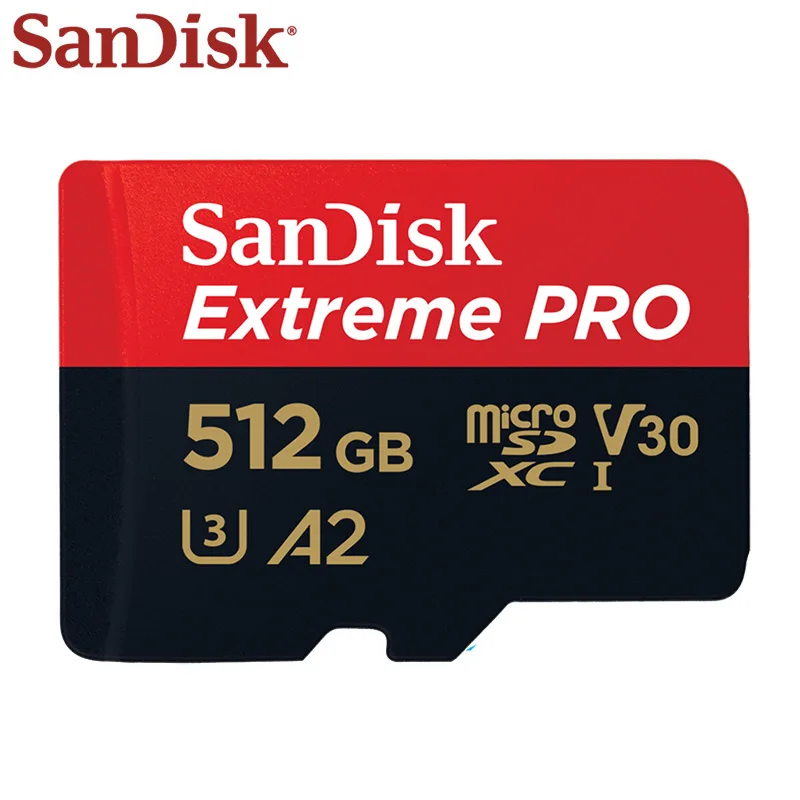 

100% Original Sandisk Memory Card 512GB Up to 170MB/s A2 V30 Micro SD Card Class 10 UHS-I U3 Extreme PRO Card For 4K HD Camera