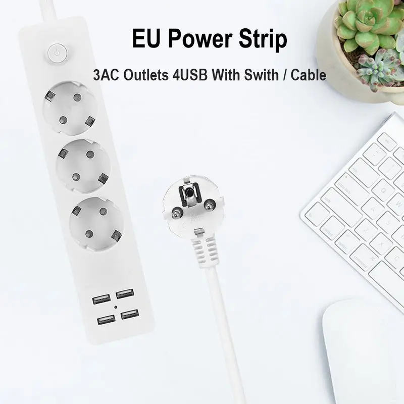 Штепсельная Вилка европейского стандарта удлинитель 1 8 м 3 гнезда с 4 usb-портами 2