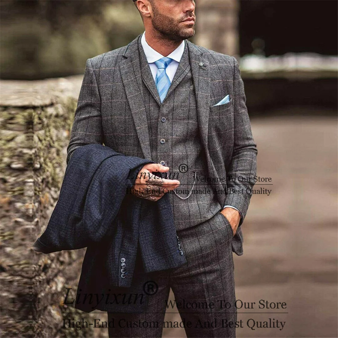 Autumn/Winter Plaid Wool Mens Sutis 3 Pieces Jacket Vest Pants Set Groom Wedding Tuxedo Business Male Windbreaker Herringbone
Autumn/Winter Plaid Wool Mens Sutis 3 Pieces Jacket Vest Pants Set Groom Wedding Tuxedo Business Male Windbreaker Herringbone