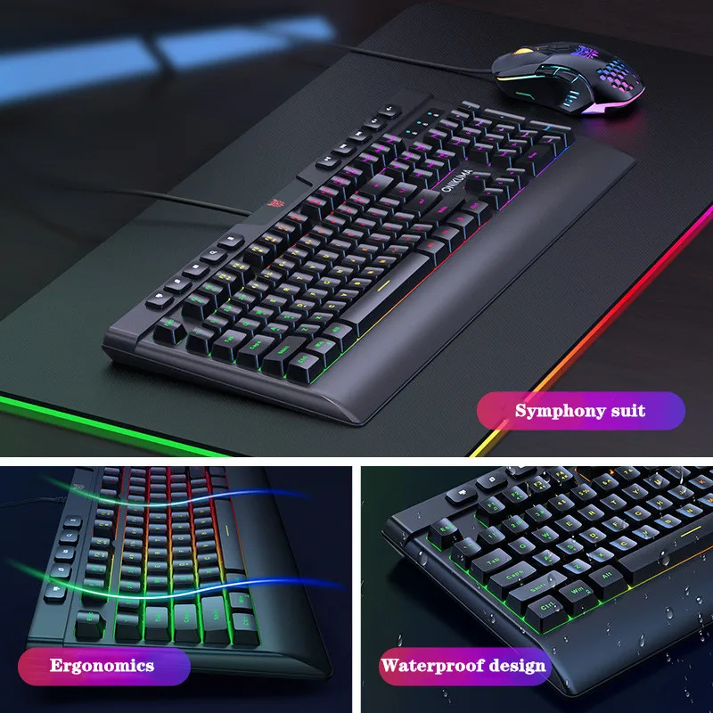 Игровая/Офисная Клавиатура Проводная игровая мышь набор 104 клавиш с RGB подсветкой
