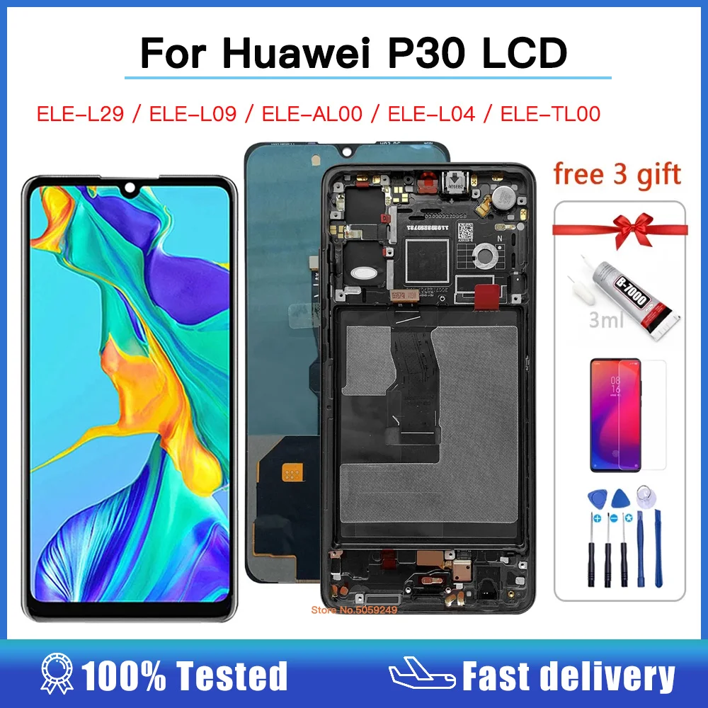 

OLED-дисплей для Huawei P30 ELE-L29, ЖК-дисплей, сенсорный экран, дигитайзер в сборе с рамкой, ЖК-экран для Huawei P 30, экран 6,1 дюйма