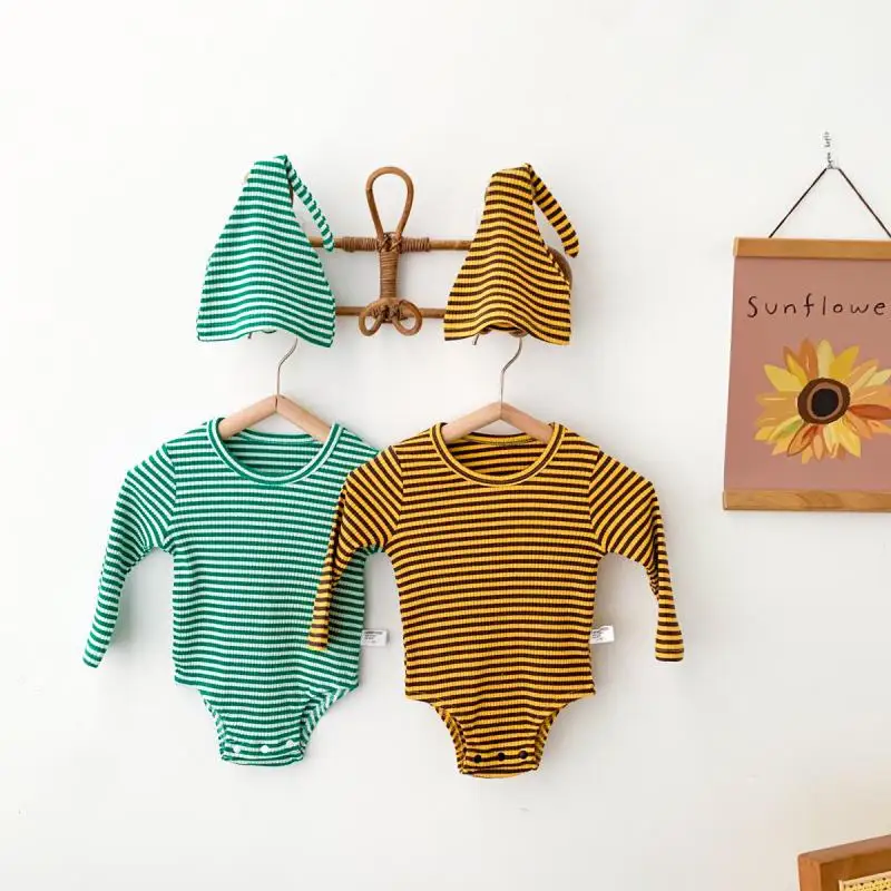 2021 Fashion New Baby Clothes Spring Autumn Boys Long Sleeve Infant Girls Stripe Jumpsuit One-piece Bodysuit Outfits With Hat
2021 Fashion New Baby Clothes Spring Autumn Boys Long Sleeve Infant Girls Stripe Jumpsuit One-piece Bodysuit Outfits With Hat