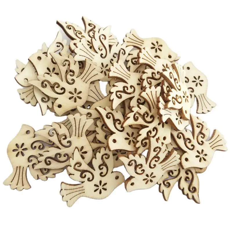 

10pcs Unfinished Wooden Birds Crafts Wood Cutout Shapes Embellishment Wood Slices for DIY Scrapbooking Card Making Decorations