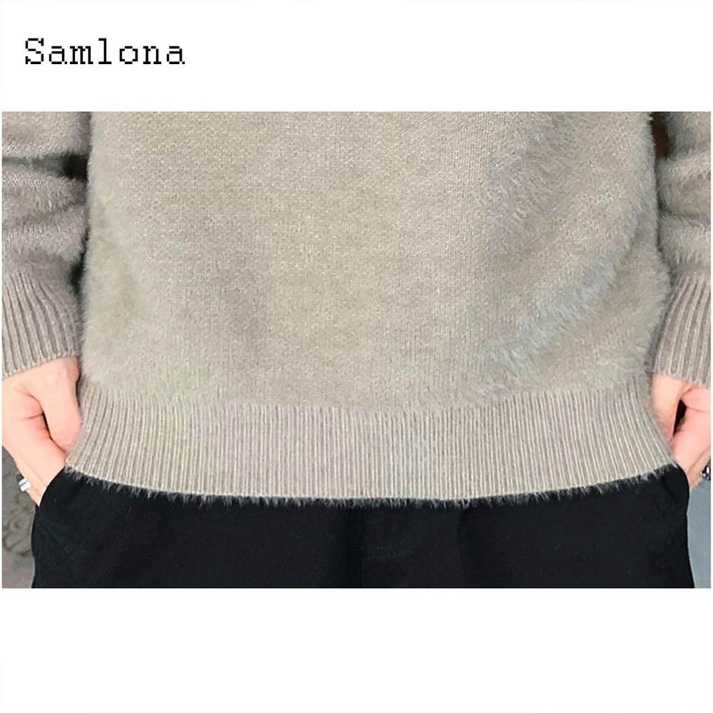 Samlona 2021 Spring Autumn New Knitting Sweaters Argyle Top masculinas pull homme ropa Mock Neck Sweater Pullovers Mens Clothing
Samlona 2021 Spring Autumn New Knitting Sweaters Argyle Top masculinas pull homme ropa Mock Neck Sweater Pullovers Mens Clothing