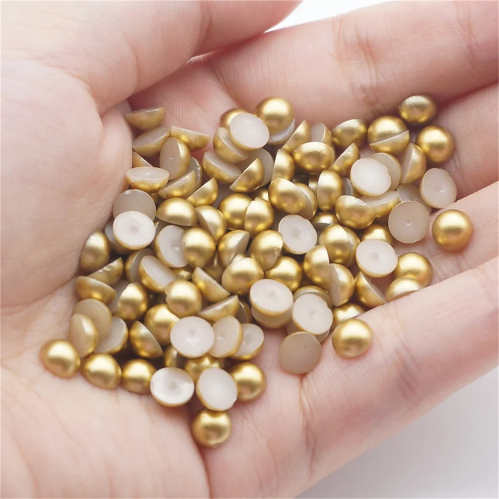 1000/500pcs 2-5mm and Mixed Size Matte Gold Glue on ABS Imitation Half Round Pearls Resin Flatback Beads Craft Jewelry Making
1000/500pcs 2-5mm and Mixed Size Matte Gold Glue on ABS Imitation Half Round Pearls Resin Flatback Beads Craft Jewelry Making