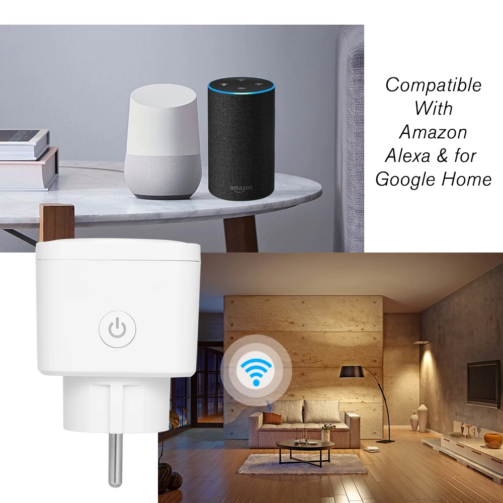 Smart WiFi Socket EU Type E Smart Home Wireless Remote Control Smart Socket Compatible with Amazon Alexa for Google Home
Smart WiFi Socket EU Type E Smart Home Wireless Remote Control Smart Socket Compatible with Amazon Alexa for Google Home