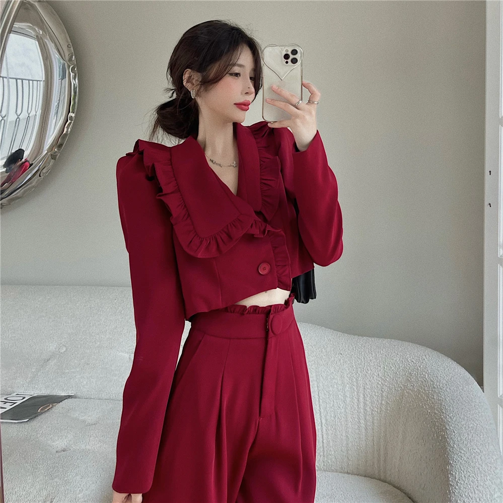 Chic Loose Women Full Sleeve Short Blazers Jackets Pants Suits Female Casual OL Straight Trouser 2 Pieces Set 2021 Autumn W298
Chic Loose Women Full Sleeve Short Blazers Jackets Pants Suits Female Casual OL Straight Trouser 2 Pieces Set 2021 Autumn W298