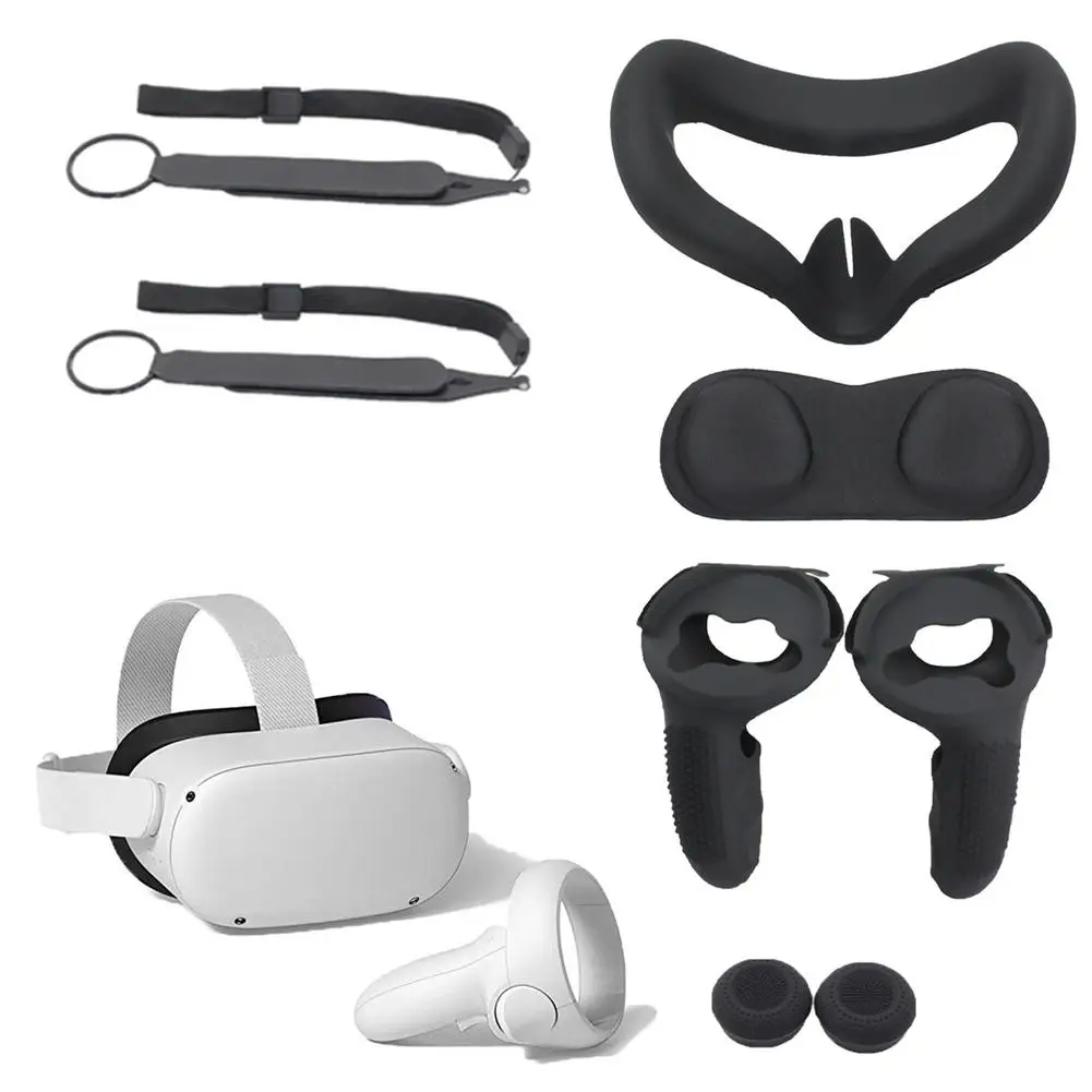Комплект аксессуаров VR, защитный чехол для сенсорного контроллера Oculus Quest 2 VR с ручкой и ремешком на костяшки
Комплект аксессуаров VR, защитный чехол для сенсорного контроллера Oculus Quest 2 VR с ручкой и ремешком на костяшки