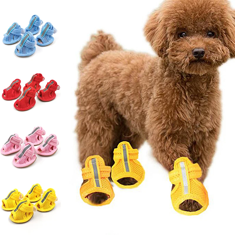 4pcs Tendon bottom mesh pet sandals, dog sandals, Teddy shoes, spring and summer shoes, VIP puppy non-slip shoes J78A5899 
4pcs Tendon bottom mesh pet sandals, dog sandals, Teddy shoes, spring and summer shoes, VIP puppy non-slip shoes J78A5899