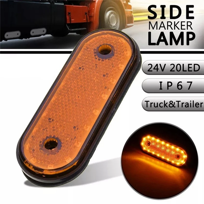 

10X Amber Markerings Light Side Marker 20LED 24V Trusk Lamp Pickup Truck Side Marker Lights for Truck