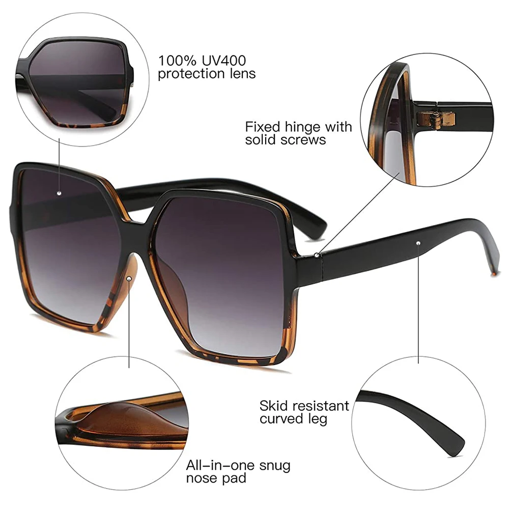 Vintage Oversize Square Sunglasses Women Luxury Big Frame Women Sun Glasses Black Fashion Gradient Female Glasses Flat Top
Vintage Oversize Square Sunglasses Women Luxury Big Frame Women Sun Glasses Black Fashion Gradient Female Glasses Flat Top