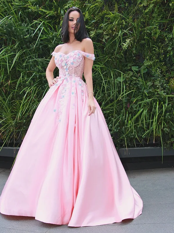 Pink Prom Dresses A-line Sweetheart Off The Shoulder Satin With Flowers Long Prom Gown Evening Dresses Robe De Soiree
Pink Prom Dresses A-line Sweetheart Off The Shoulder Satin With Flowers Long Prom Gown Evening Dresses Robe De Soiree