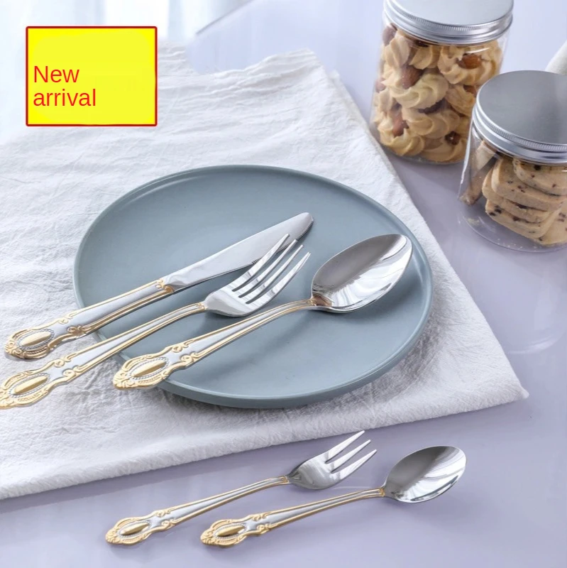 Gold Stainless Steel Tableware Cutlery Set Spoon Knives Forks Dinnerware Flatware Set Family Silverware Kitchen Kit
Gold Stainless Steel Tableware Cutlery Set Spoon Knives Forks Dinnerware Flatware Set Family Silverware Kitchen Kit