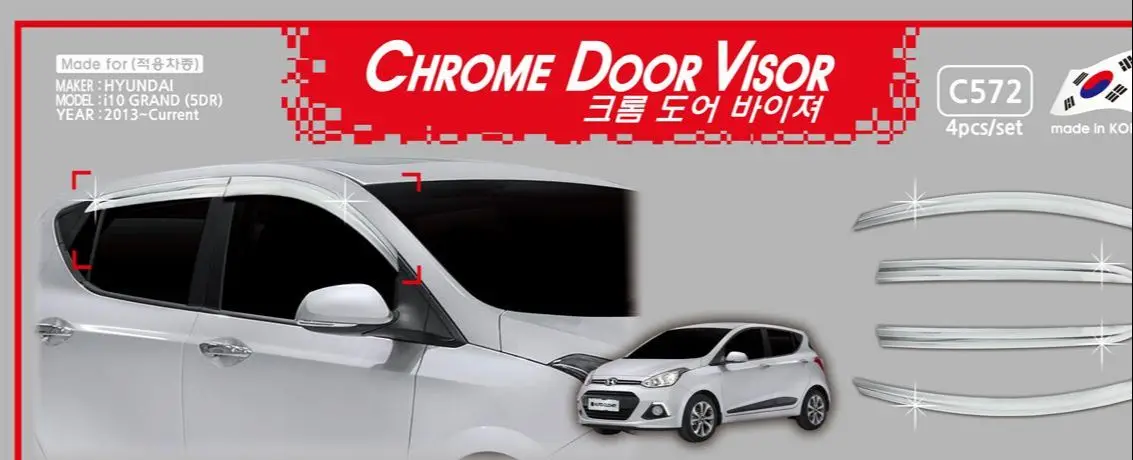 

Хромированный козырек для дверей и боковых окон, дефлектор для защиты от солнца и дождя, серебряный козырек для поездок, для Hyundai i10 grand 2013