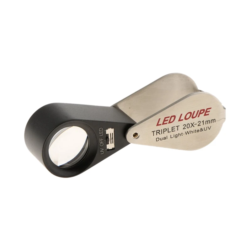 20X 21Mm Led Loupe Jeweler Magnifier Foldaway, Achromatic Triplet Lens With Loop Uv Led Lights Magnifying Gem Optical Tool For I
20X 21Mm Led Loupe Jeweler Magnifier Foldaway, Achromatic Triplet Lens With Loop Uv Led Lights Magnifying Gem Optical Tool For I