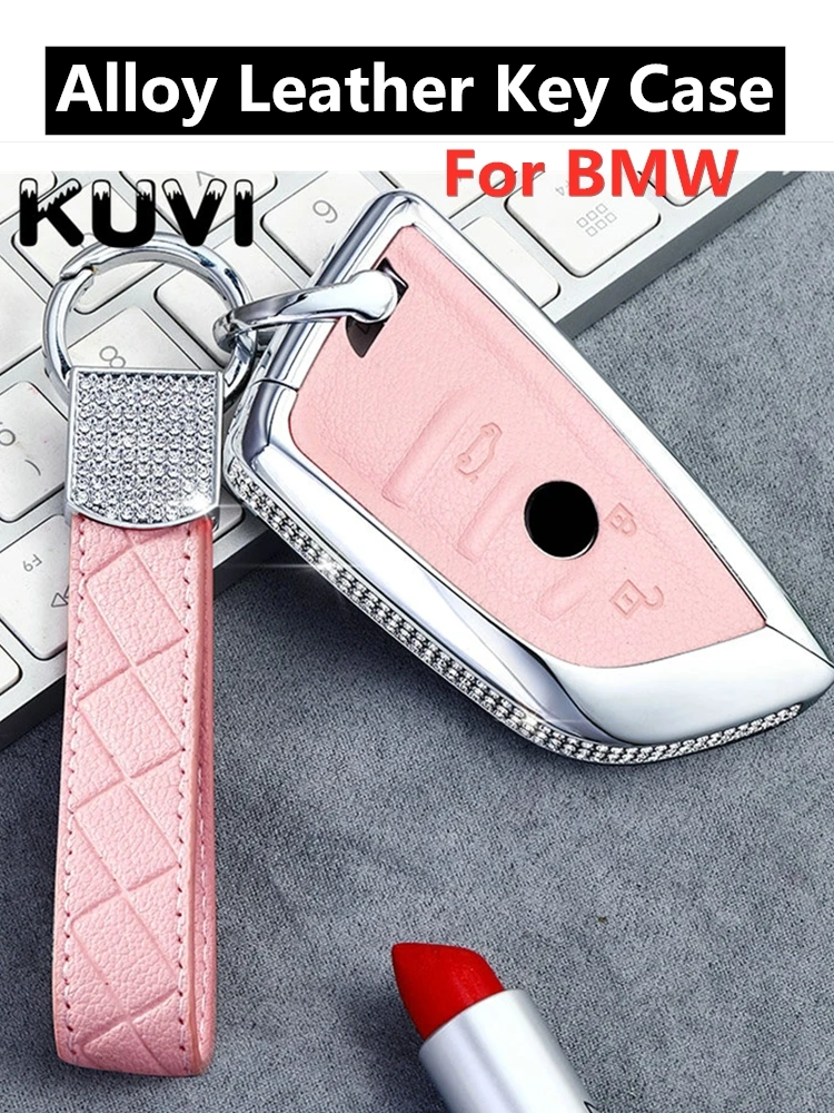 

Alloy Leather Car Remote Key Fob Shell Cover Case For BMW 525li F15 F16 F48 F85 G30 G11 M 2018 X1 X3 X4 X5 X6 35i 50i keychain