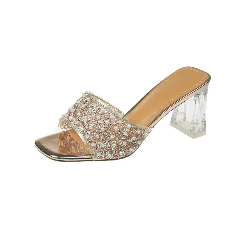 Transparent Slippers Shoes String Bead Slides Square heel Women Heels Pantofle Jelly Flip Flops Fashion Block High 2021 Glitter
Transparent Slippers Shoes String Bead Slides Square heel Women Heels Pantofle Jelly Flip Flops Fashion Block High 2021 Glitter