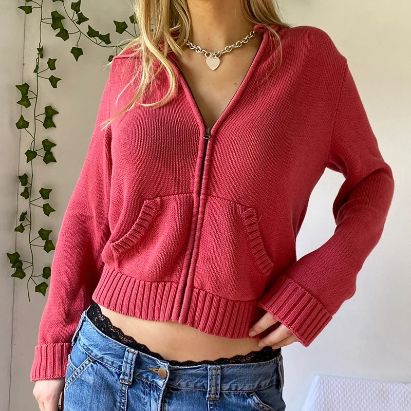 Kpop Autumn And Winter Long-sleeved Knitted Cardigan Jacket Zipper Sweatshirt Women Casual Retro Hoodie Women Y2K Street
Kpop Autumn And Winter Long-sleeved Knitted Cardigan Jacket Zipper Sweatshirt Women Casual Retro Hoodie Women Y2K Street