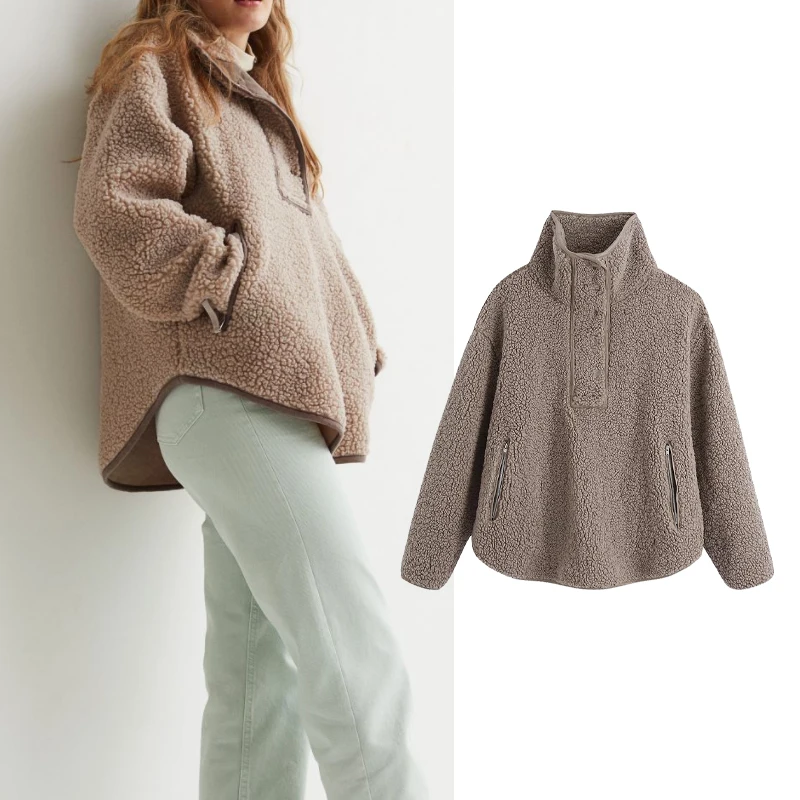 Za Coat 2021 Women Autumn winter Fashion Keep warm woolen loose bomber Shirt jacket Female Vintage Long Sleeve Outerwear tops
Za Coat 2021 Women Autumn winter Fashion Keep warm woolen loose bomber Shirt jacket Female Vintage Long Sleeve Outerwear tops