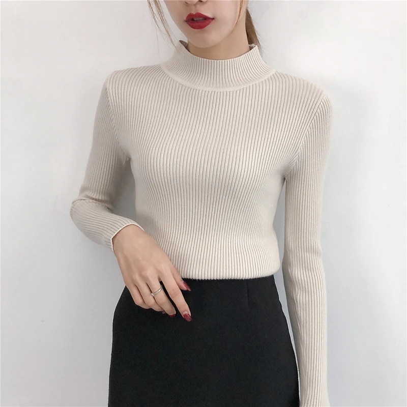 Autumn Fall Ladies Sweater Pullover Sexy Slim Fit Half-height Collar Sweater Soft Long Sleeve Office Lady O-neck Solid Full
Autumn Fall Ladies Sweater Pullover Sexy Slim Fit Half-height Collar Sweater Soft Long Sleeve Office Lady O-neck Solid Full