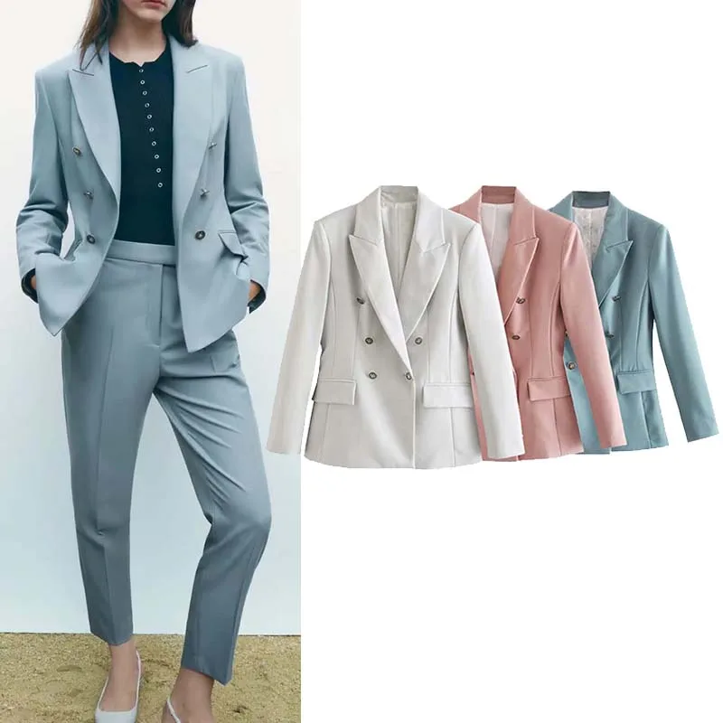 2021 Autumn Women's Suit Double Breasted Slim Fit Solid Color Coat Lapel Long Sleeve Fashion All-Match Women's Clothing Tops
2021 Autumn Women's Suit Double Breasted Slim Fit Solid Color Coat Lapel Long Sleeve Fashion All-Match Women's Clothing Tops