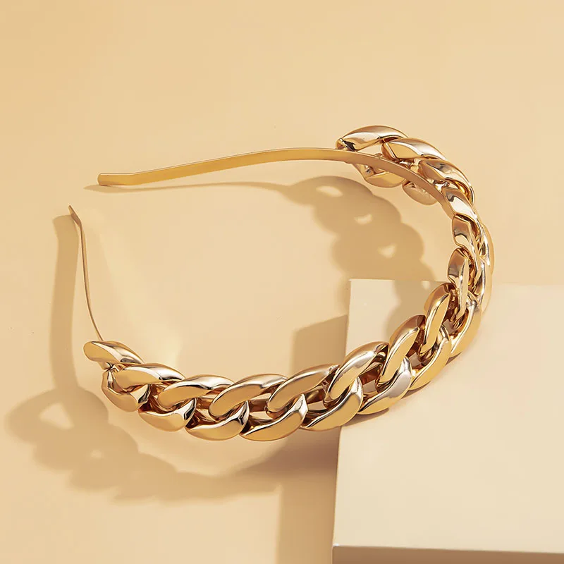 2021 Fashion Woman Headband Heavy Metal Hip Hop Golden Chain Wide Hairband Design girls hair accessories
2021 Fashion Woman Headband Heavy Metal Hip Hop Golden Chain Wide Hairband Design girls hair accessories