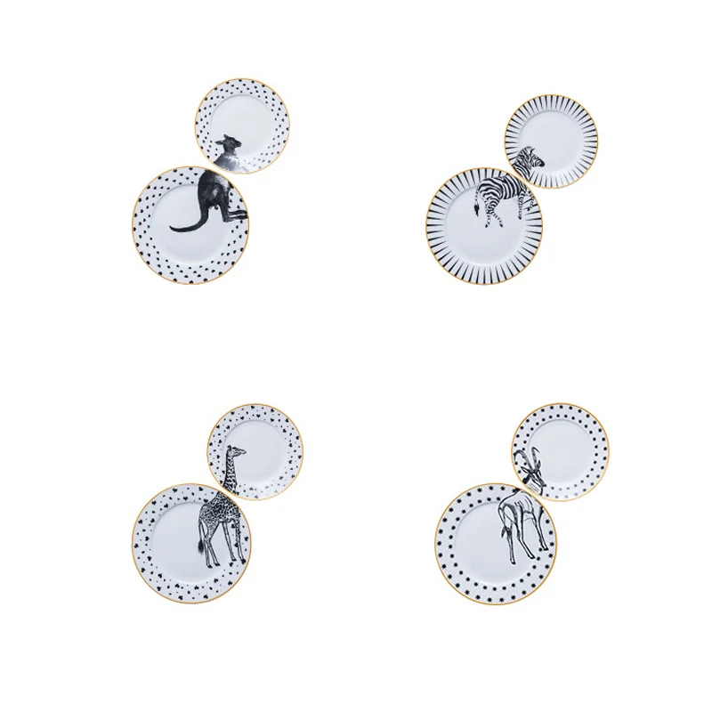 2 Pcs 6&8 Inch Animal Combined Plates Set Ceramic Plates Fox Elk Giraffe Zebra Pattern Plates Steak Breakfast Cake Fruits Dish
2 Pcs 6&8 Inch Animal Combined Plates Set Ceramic Plates Fox Elk Giraffe Zebra Pattern Plates Steak Breakfast Cake Fruits Dish