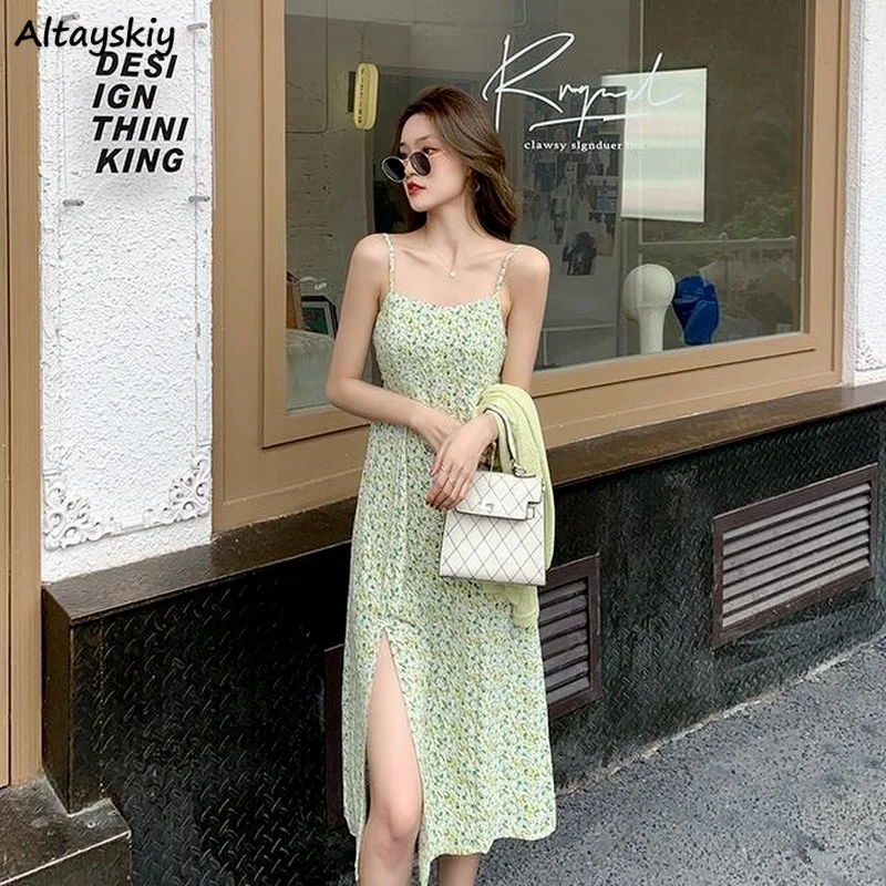 Dress Women Side-slit Mid-calf Elegant Leisure Print Spaghetti-strap Empire Temperament Stylish Korean Style Gentle Ladies Chic
Dress Women Side-slit Mid-calf Elegant Leisure Print Spaghetti-strap Empire Temperament Stylish Korean Style Gentle Ladies Chic