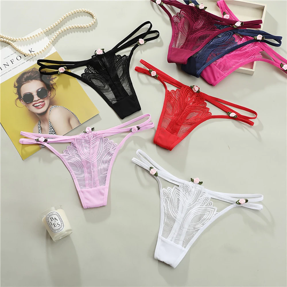 Lady Lace Sexy Flowers Panties Low Waist G-String Lingerie Breathable Transparent T-Back Briefs Women Charming Thongs
Lady Lace Sexy Flowers Panties Low Waist G-String Lingerie Breathable Transparent T-Back Briefs Women Charming Thongs