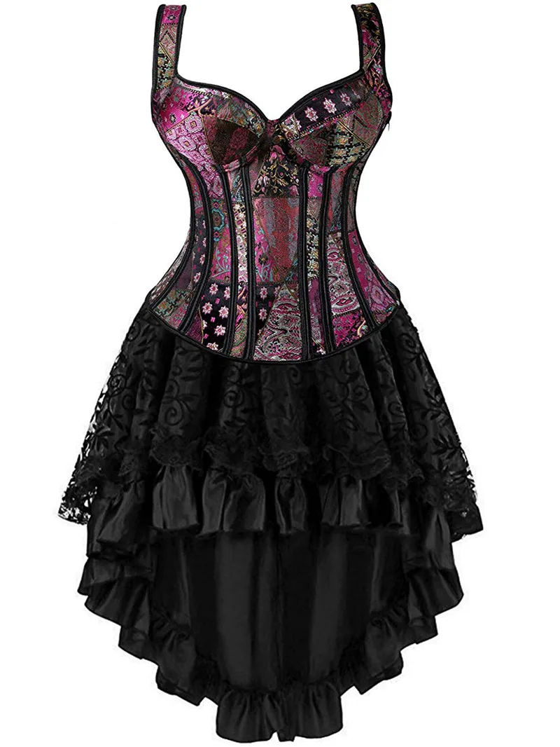 Corset Dress Sexy Overbust Bustier Skirt Set Corselet Lingerie Burlesque Gothic Vintage Plus Size Halloween Costume Korse Black
Corset Dress Sexy Overbust Bustier Skirt Set Corselet Lingerie Burlesque Gothic Vintage Plus Size Halloween Costume Korse Black