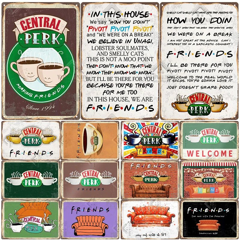Central Perk Friends Coffee Vintage Tin Sign Metal Sign Decorative Plaque Retro Plate Cafe Kitchen Living Room Bar Decoration
Central Perk Friends Coffee Vintage Tin Sign Metal Sign Decorative Plaque Retro Plate Cafe Kitchen Living Room Bar Decoration