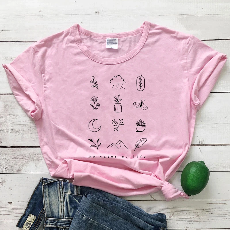 No Water No Life 100% Cotton T-shirt Fashion Women Graphic Botanical Tee Shirt Top Cute 90s Protect Our Environment Tshirt Femme
No Water No Life 100% Cotton T-shirt Fashion Women Graphic Botanical Tee Shirt Top Cute 90s Protect Our Environment Tshirt Femme