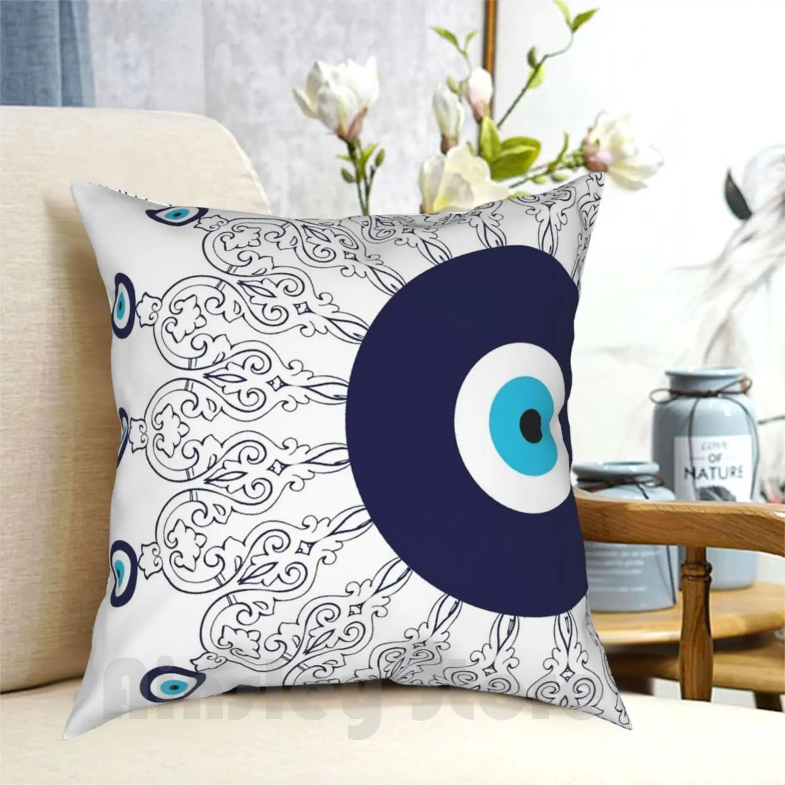 Navy Blue White Mediterranean Evil Eye Mandala Pattern Pillow Case Printed Home Soft DIY Pillow cover Nazar Amulet Evil Eye
Navy Blue White Mediterranean Evil Eye Mandala Pattern Pillow Case Printed Home Soft DIY Pillow cover Nazar Amulet Evil Eye