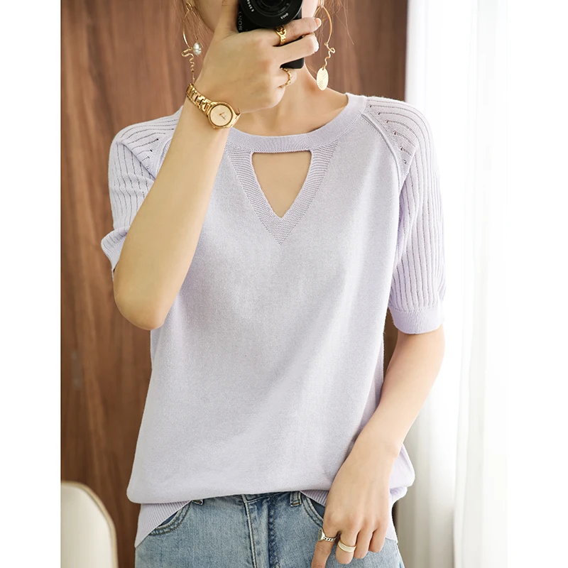 New cotton knitted half sleeve simple design breathable cool women's solid color loose round neck women's half sleeve top
New cotton knitted half sleeve simple design breathable cool women's solid color loose round neck women's half sleeve top