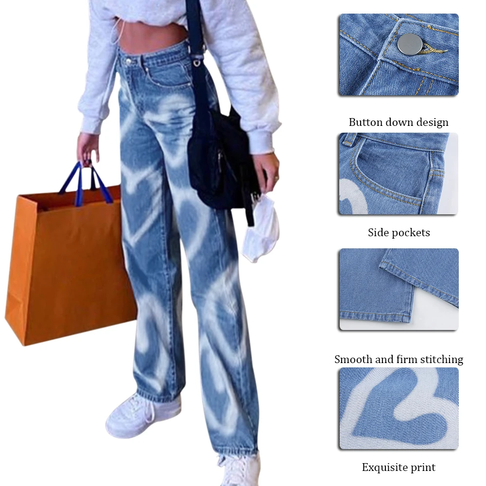 Vintage Heart Printed Y2K Baggy Jeans Women High Waist Harajuku Aesthetic Mom Jeans Denim Streetwear 90s Trousers
Vintage Heart Printed Y2K Baggy Jeans Women High Waist Harajuku Aesthetic Mom Jeans Denim Streetwear 90s Trousers