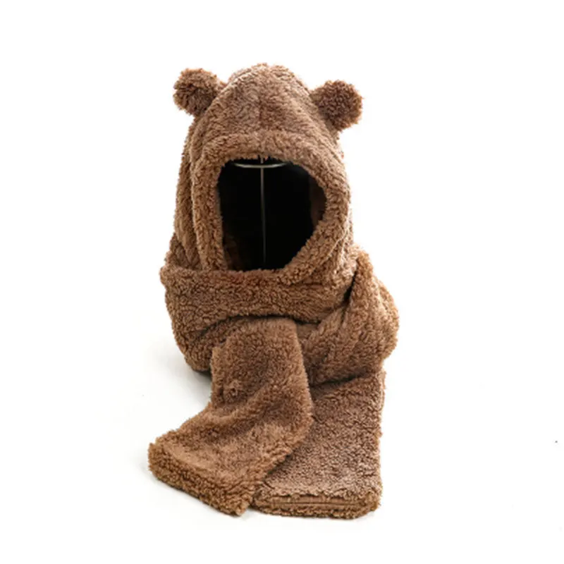 Autumn and winter all-match new ladies hat bear ear hat scarf integrated thick windproof home warm scarf Korean version of the o
Autumn and winter all-match new ladies hat bear ear hat scarf integrated thick windproof home warm scarf Korean version of the o