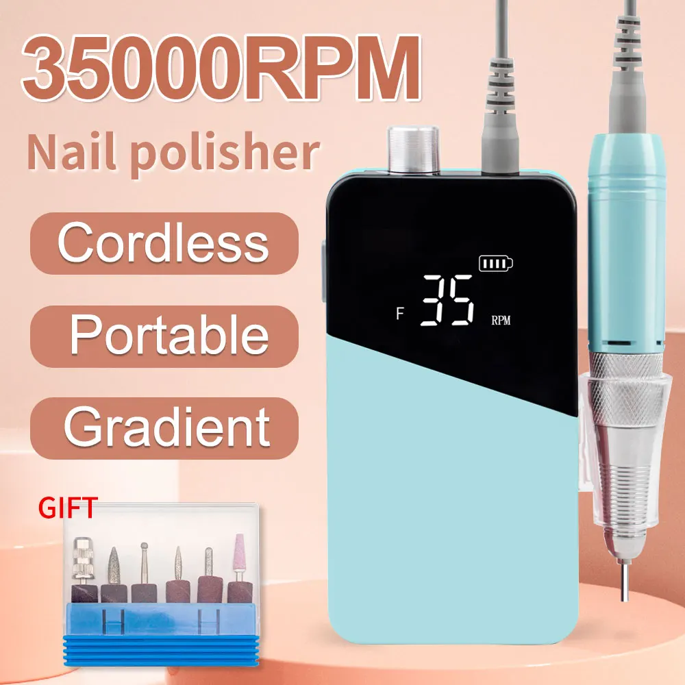 Rechargeable Nail Drill Machine 35000rpm Drilling for Manicure Pedicure Portable Polisher Electric File 35000 RPM 809 | Красота и