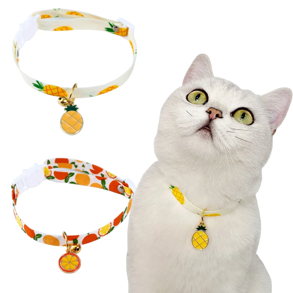 Cat Collar Breakaway with Bell Cute Fruit Patterns Safety Adjustable Kitten Collars for Small Dogs with Pineapple Pendant
Cat Collar Breakaway with Bell Cute Fruit Patterns Safety Adjustable Kitten Collars for Small Dogs with Pineapple Pendant