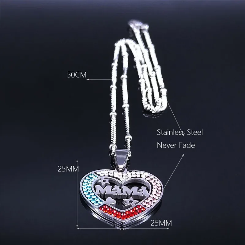 Mama Colour Crystal Stainless Steel Pendant Necklace Women Silver Color Necklaces Jewelry cadenas de acero inoxidab N480201
Mama Colour Crystal Stainless Steel Pendant Necklace Women Silver Color Necklaces Jewelry cadenas de acero inoxidab N480201