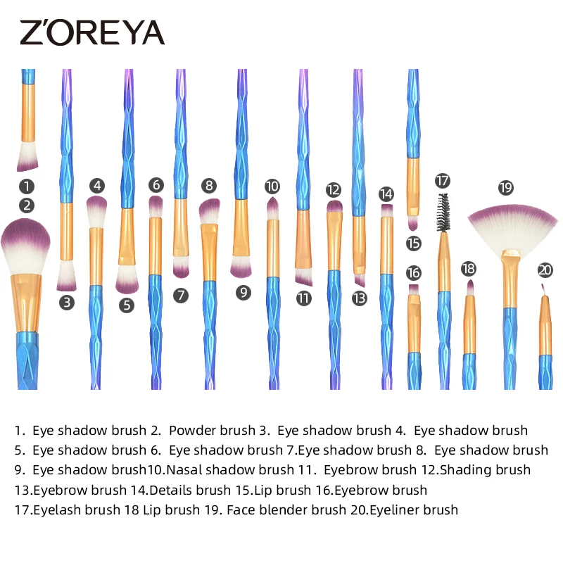 Zoreya 20Pcs Eye Shadow Makeup Brushes Mermaid Transparent Unico Cosmetic Set Concealer Blending Make Up Eyebrow Powder Tool Hot
Zoreya 20Pcs Eye Shadow Makeup Brushes Mermaid Transparent Unico Cosmetic Set Concealer Blending Make Up Eyebrow Powder Tool Hot