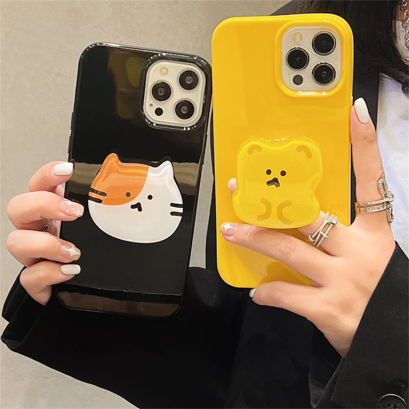 Korean Cute Cartoon Bear Bracket Glossy Phone Case For iPhone 13 12 11 Pro XS Max X XR 7 8 Plus Holder Soft Black TPU Back Cover
Korean Cute Cartoon Bear Bracket Glossy Phone Case For iPhone 13 12 11 Pro XS Max X XR 7 8 Plus Holder Soft Black TPU Back Cover