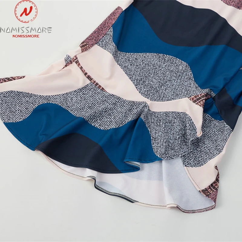 Women Streetwear Trumpet Dress Patchwork Design Ruffles Decor V-Neck Sling Print Asymmetrical Dress Elegant Lady Slim Hips Dress
Women Streetwear Trumpet Dress Patchwork Design Ruffles Decor V-Neck Sling Print Asymmetrical Dress Elegant Lady Slim Hips Dress