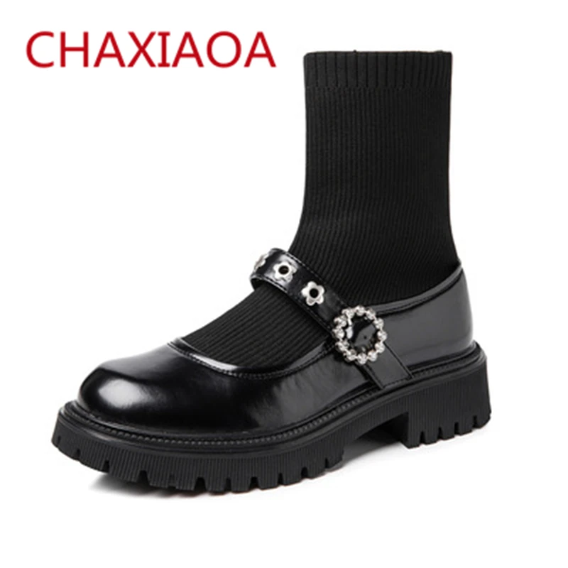 Black Leather Women Sock Boots Round Toe Luxury Crystal Ladies Casual Flats Shoes Woman Autumn Winter Ankle Boots Zapatos Mujer
Black Leather Women Sock Boots Round Toe Luxury Crystal Ladies Casual Flats Shoes Woman Autumn Winter Ankle Boots Zapatos Mujer