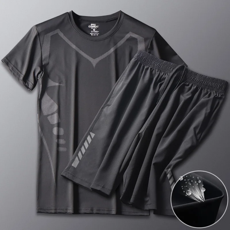 Workout Clothes Men's Quick-Drying Ice Silk Short Sleeve Sports Set Summer T-shirt Basketball Suit Training Vest Running Clothes
Workout Clothes Men's Quick-Drying Ice Silk Short Sleeve Sports Set Summer T-shirt Basketball Suit Training Vest Running Clothes