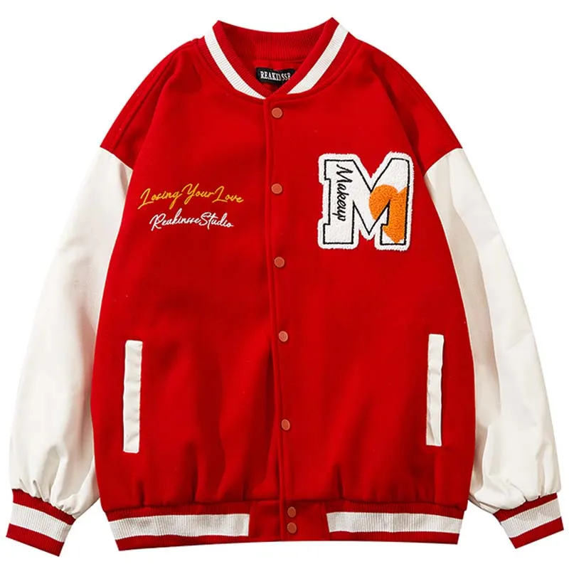 Mens Harajuku Furry Letter Embroidery Baseball Jackets Vintage Patchwork Bomber Jackets Oversize V-neck Tops Coats Streetwear
Mens Harajuku Furry Letter Embroidery Baseball Jackets Vintage Patchwork Bomber Jackets Oversize V-neck Tops Coats Streetwear