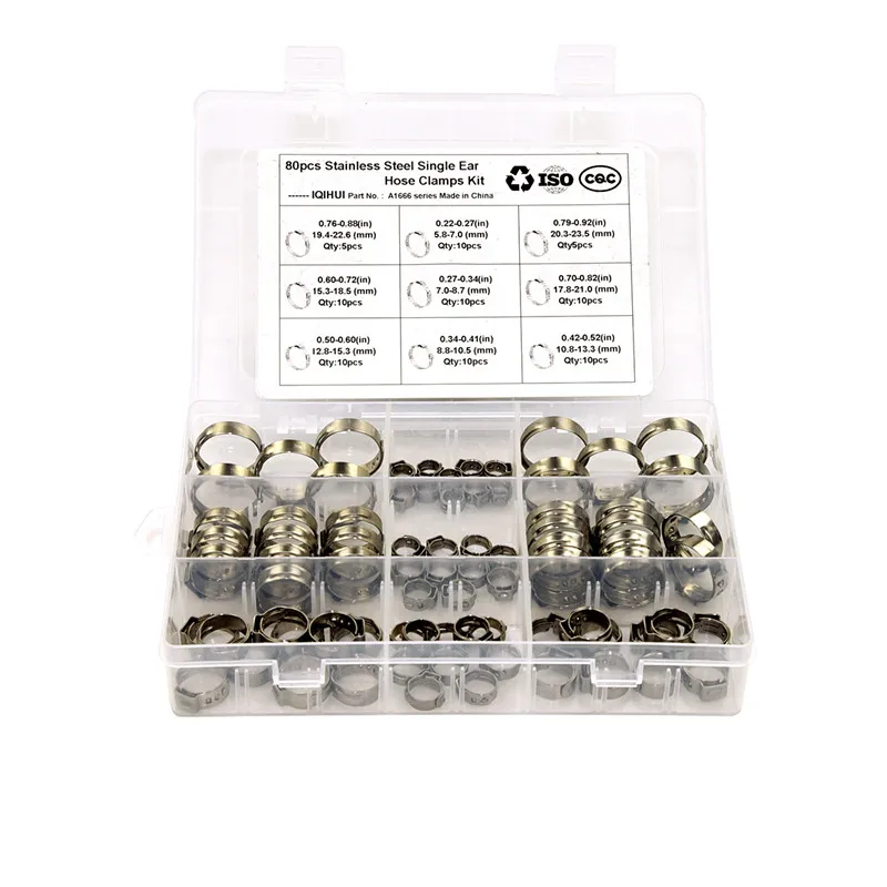 100PCS set Promise clamp 10 sizes Single Ear Plus Stainless Steel Hydraulic Hose Clamps O-Clips Pipe car repair tool car gadget
100PCS set Promise clamp 10 sizes Single Ear Plus Stainless Steel Hydraulic Hose Clamps O-Clips Pipe car repair tool car gadget