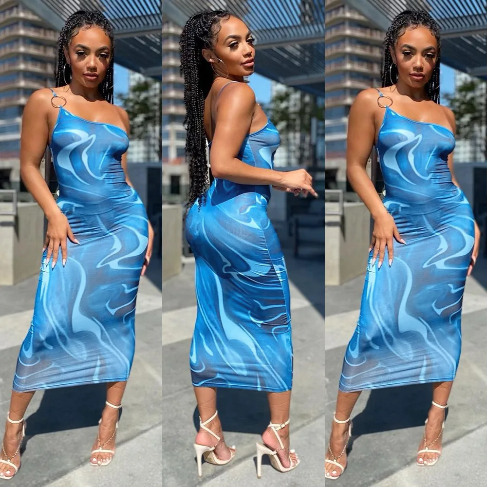Echoine Blue Print Ring One Shoulder Skinny Fitness Midi Dress Strap Sexy Elegant Party Vestidos Vintage Party Clubwear Outfits
Echoine Blue Print Ring One Shoulder Skinny Fitness Midi Dress Strap Sexy Elegant Party Vestidos Vintage Party Clubwear Outfits