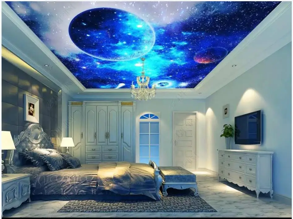 

Custom photo wallpapers 3d ceiling wallpaper for walls 3 d blue starry sky universe zenith ceiling murals wall papers home decor