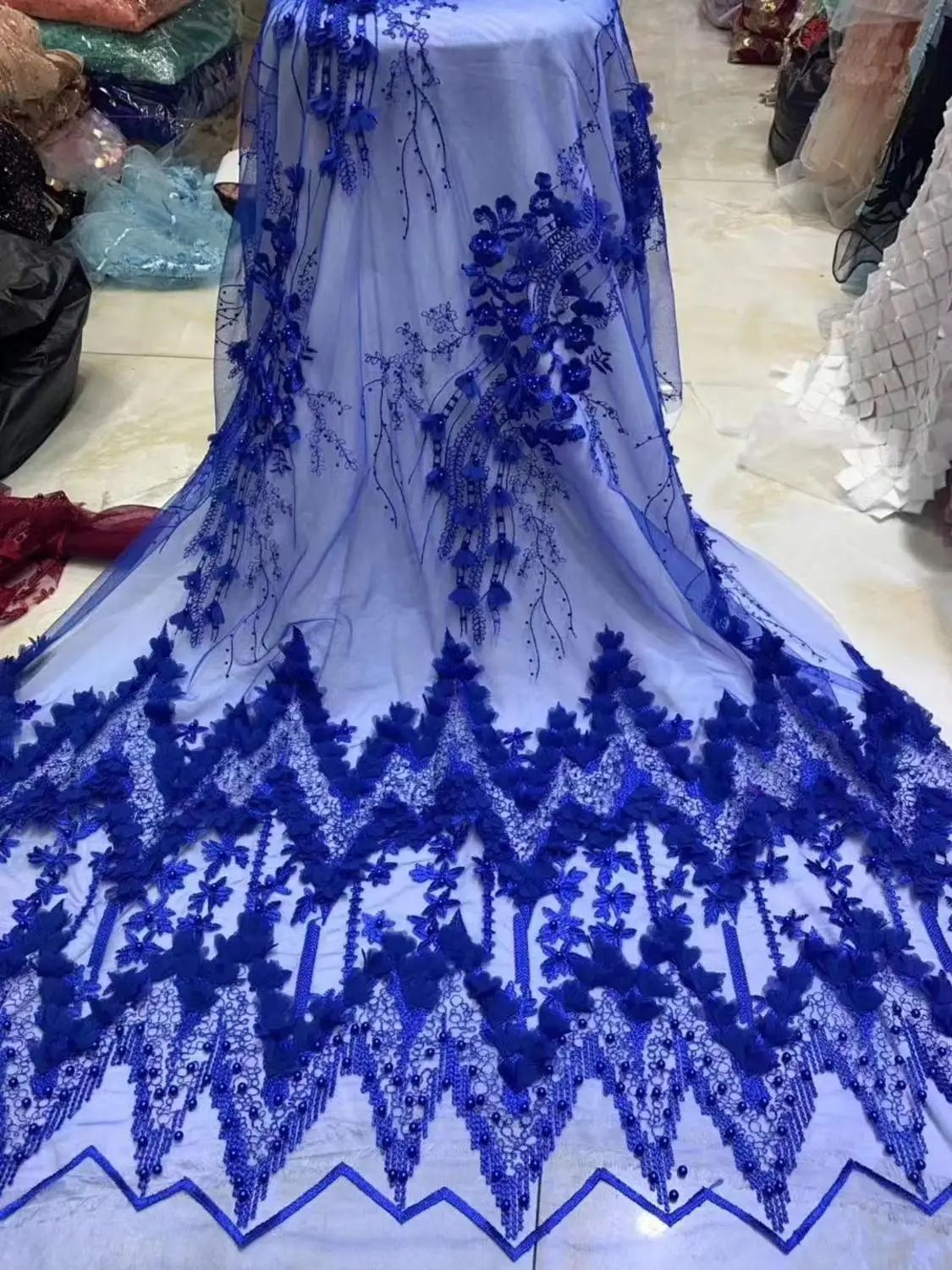 French Nigerian Tulle Lace Fabric 2020 3D Applique with Many Bead embroidery African Lace Fabric For Wedding Dress Party
French Nigerian Tulle Lace Fabric 2020 3D Applique with Many Bead embroidery African Lace Fabric For Wedding Dress Party