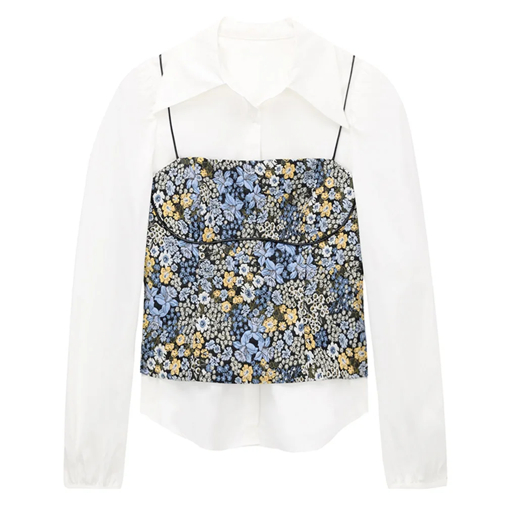 Women's Blouse Set Autumn Fashion Floral Small Camisole Puff Sleeve White Shirt Two-piece Suit Top Fashion Ladies Clothes Trendy 
Women's Blouse Set Autumn Fashion Floral Small Camisole Puff Sleeve White Shirt Two-piece Suit Top Fashion Ladies Clothes Trendy